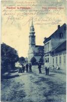 Pitomaca, Rimo katolicka crkva / Római katolikus templom, utcakép. W. L. 184. / Roman Catholic church, street view + Mk. 4. honvéd tábori ágyús ezred H. gyalog lőszer oszlop Tábori posta 53. (EK)