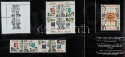 Hafnia Stamp Exhivition stripe of 5 + block + the phase pribt of the block and 150th anniversary of ...