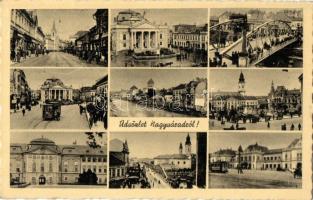 4 db RÉGI erdélyi városképes lap;Nagyvárad, Tusnádfürdő, Hargita-fürdő, Szent Anna tó / 4 pre-1945 T...