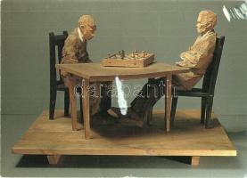 Schackspelare / Swedish chess game s: Axel Petersson Döderhultarn - modern postcard
