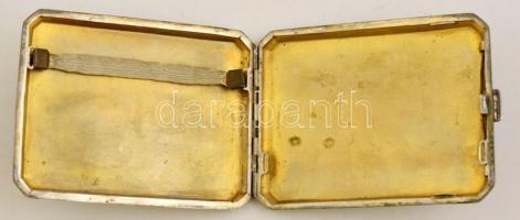 Ezüst (Ag.) monogramos cigarettatárca, jelzett, mesterjeggyel (BM) beül aranyozott, 10,5×8 cm, nettó...