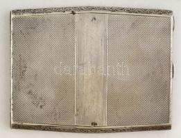 Ezüst (Ag.) monogramos cigarettatárca, jelzett, beül aranyozott, 10×7,5 cm, nettó:132 g