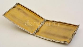 Ezüst (Ag.) monogramos cigarettatárca, jelzett, beül aranyozott, 10×7,5 cm, nettó:132 g