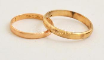 Arany (Au) 14K karikagyűrű, 2 db, jelzett (P. V.) méret: 53 és 58 nettó: 3,9 g