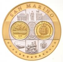 ~2002. Emlékérem az euróövezet országainak közös valutájáról - San Marino aranyozott, ezüstözött Cu-Ni emlékérem (35mm) T:PP