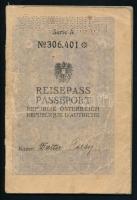 1950 Fényképes osztrák útlevél, számos bejegyzéssel
