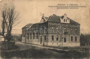 Dabrowa Górnicza, Sokolnia, czysty dochód przeznaczony na dokonczenie budowy / Sokol school, charity postcard (EK)