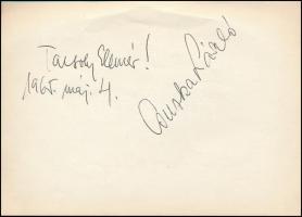 1965 Váradi Hédi színésznő és Csurka László színész aláírásai papírlapon