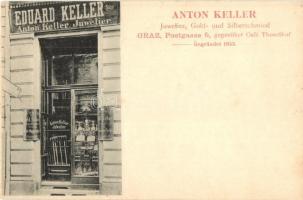 Graz, Postgasse 5. Anton Keller Juwelier, Gold- und Silberschmied. Gegründet 1853 / Anton Keller jeweler, goldsmith and silversmith shop (founded in 1853)
