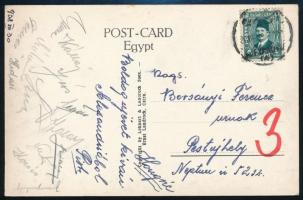 1938 Az Újpest játékosainak (Kállai, Vincze, Szalay, stb.) Alexandriából küldött levelezőlapon