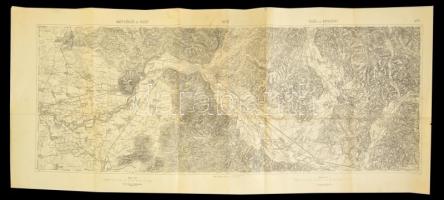1918 Nagy-Szőllős - Huszt, Técső - Kövesliget katonai térképe, 2 db összeragasztott térkép, 47,5x110 cm