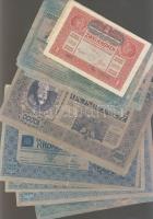 1902-1918. Érdekes korona tétel: fekete vagy piros "Deutschösterreich" fny-sal 1K(2x), 2K(1x), 100K(2x), 2klf tipusú 1000K (4x) + piros "Magyarország" körbélyegzővel 10K(1x), 20K(3x), 1000K (3x), 10000K(1x) + piros magyar+fekete román bélyegzővel 20K(1x) + román ill. szerb ellenbélyegzőkkel 2K(2x), 10K(1x), 20K(2x), 50K(1x), 100K(1x) összesen 25db T:II,III,IV