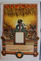1940-es évek Hősi halotti értesítő, nagyalakú, dekoratív