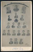 1922 Az MTK tablóképe nevesített portrékkal (Mandl, Kropacsek, Senkey, Kertész II., Orth, Nádler, stb.), fotó, sarkain ragasztásnyomokkal, 13,5x8,5 cm