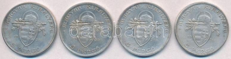 1938. 5P "Szent István" (4x) replikák T:2,2-