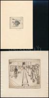 Vadász Endre (1901-1944): 4 db ex libris, rézkarc, papír, jelzettek, 3,5×4 és 14,5×18 cm között