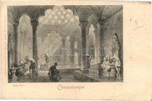 1899 Constantinople, Istanbul; Bain Turc / Turkish bath, spa interior (EK)