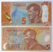 Új-Zéland 1999. 5D + 2015. 5D T:I New Zealand 1999. 5 Dollars + 2015. 5 Dollars C:UNC