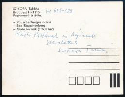Szikora Tamás (1943-2012) festőművész által dedikált képeslap