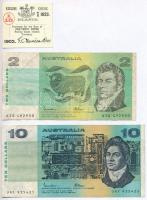 Ausztrália 1985. 2D + 10D + Keeling Cocos Islands 1902. 1/10R modern szükségpénz T:III,II Australia 1985. 2 Dollars + 10 Dollars + Keeling Cocos Islands 1902. 1/10 Rupees modern necessity note C:F,XF