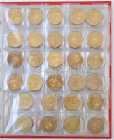 Lengyelország 2003-2010. 2Zl sárgaréz (47xklf) forgalmi emlékkiadás, 2db berakólapon T:1-,2 Poland 2003-2010. 2 Zlotych Brass (47xdiff) commemorative coins on two binder pages C:AU,XF