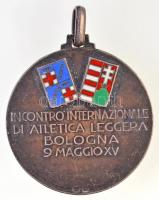 DN "Nemzetközi Atlétikai Találkozó Bologna" jelzett Ag emlékérem szalag nélkül (16,24g/32m...