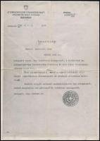 1944 Svájci követségi védlevél (Schutzpass) hiteles másolata, hátulján közjegyzői hitelesítéssel