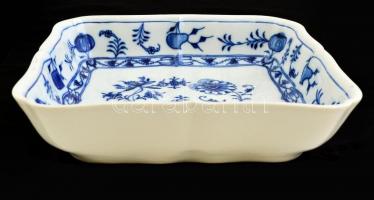 Meisseni hagyma mintás tál, kézzel festett, jelzett, hibátlan, 23×23 cm