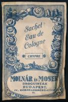 cca 1890-1900 Molnár és Moser (Budapest, Koronaherceg utca) droguisták illatpora bontatlan papírzacskóban