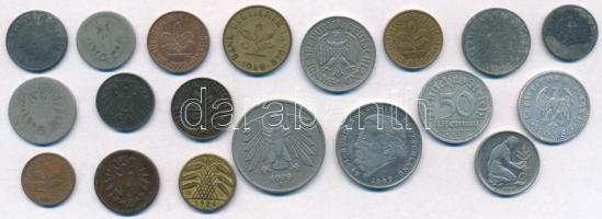 Németország 1874-1990. 2pf-5M (19xklf) forgalmi érme a Császárság, Weimar Köztársaság, Harmadik Biro...