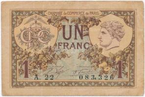 Franciaország / Párizsi Kereskedelmi Kamara 1920. 1Fr szükségpénz T:III France / Chambre de Commerce de Paris 1920. 1 Franc necessity note C:F