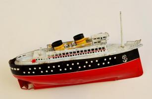 Arnold márkájú óceánjáró hajó, fém lemez, sérült, hiányos, h: 30 cm, m:18 cm