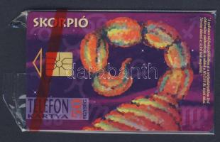 1995 Horoszkóp: Skorpió 50 egységes használatlan telefonkártya eredeti csomagolásban