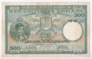 Jugoszlávia 1935. 500D T:III Yugoslavia 1935. 500 Dinara C:F