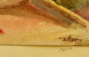 Sostarics Lajos (1896-1968): Margit híd, akvarell, papír, jelzett, kartonra ragasztva, 25,5×19,5 cm