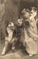 12 db régi motívumlap, főleg művészlapok, színészek / 12 pre-1945 motive cards, art postcards, actor...