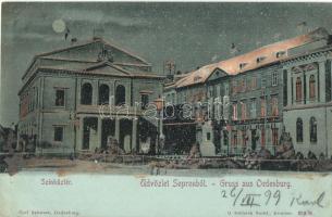 1899 Sopron, Színház tér este. Carl Schwarz litho