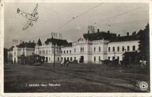 Nagyvárad, Oradea; vasútállomás, villamos / Gara / Bahnhof / railway station, tram