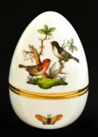 Herendi Rotschild mintás tojás dobozka, kézzel festett, jelzett, hibátlan, m:10 cm