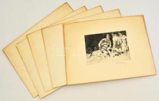 Markó Lajos (1882-?):Dante illusztrációk (5 db). Rézkarc, karton, jelzett, 14×19 cm (5×)