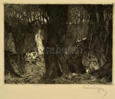 Markó Lajos (1882-?):Dante illusztrációk (5 db). Rézkarc, karton, jelzett, 14×19 cm (5×)