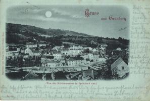 1899 Grünburg von der Kirchenmauer in Steinbach aus / night