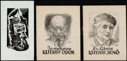 5 db ex libris és kisgrafika, köztük erotikus, egy kivételével jelzettek, 13x10,5 és 25x17,5 cm közt...