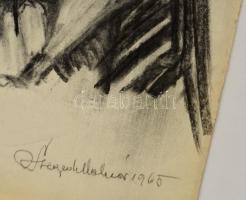 Szegedi Molnár Géza (1906-1970): Női portré. Szén, papír, jelzett, kis szakadással, 63x49 cm