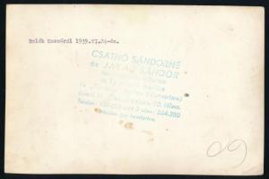 1939 A telefongyári dalkör Kassán, fotó Csathó Sándorné és Jakab Sándor budapesti műterméből, hátulj...