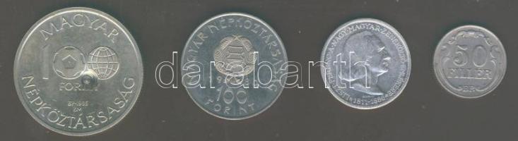 1936. 2P Ag "Liszt" T:2 k. + 1938. 50f T:2/3+ + 1980. 100Ft "Szovjet-magyar közös űrrepülés" T:BU + 1985. 100Ft "Labdarúgó VB" erős ütésnyommal T:BU