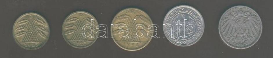 Német Birodalom/Császárság 1896E 10Pf T:3+ + Német Birodalom/Weimari Köztársaság 1923D 5RentenPf T:3...