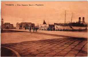 Trieste, Riva Nazario Sauro, Pescheria / port, ship (EB)