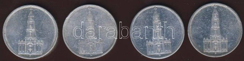 Német 3.Birodalom 1934-35. 5M Ag Garnisonskirche" (4x) T:2/3