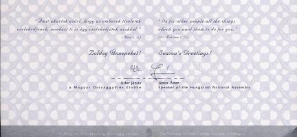 2000 Áder János házelnök aláírása üdvözlőlapon
